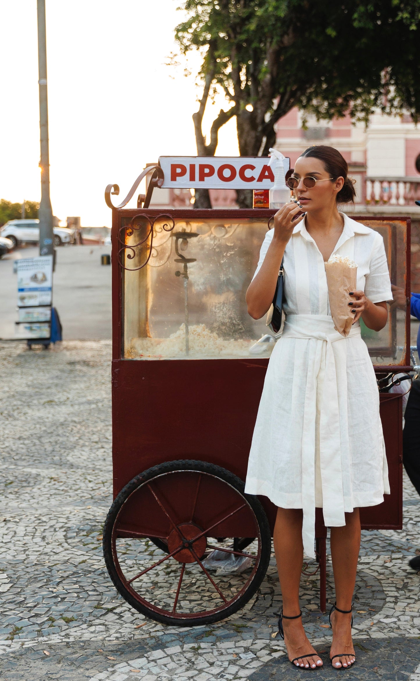 Chemise Manga Curta Linho Pregas Off Tapioca Soul Hara