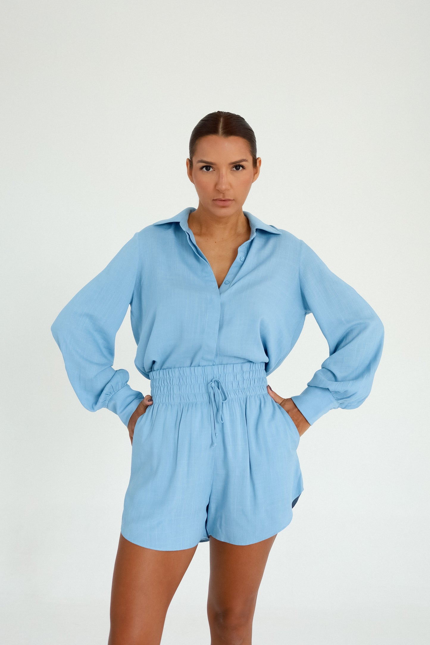 Short Cós Elástico Azul Céu Soul Hara