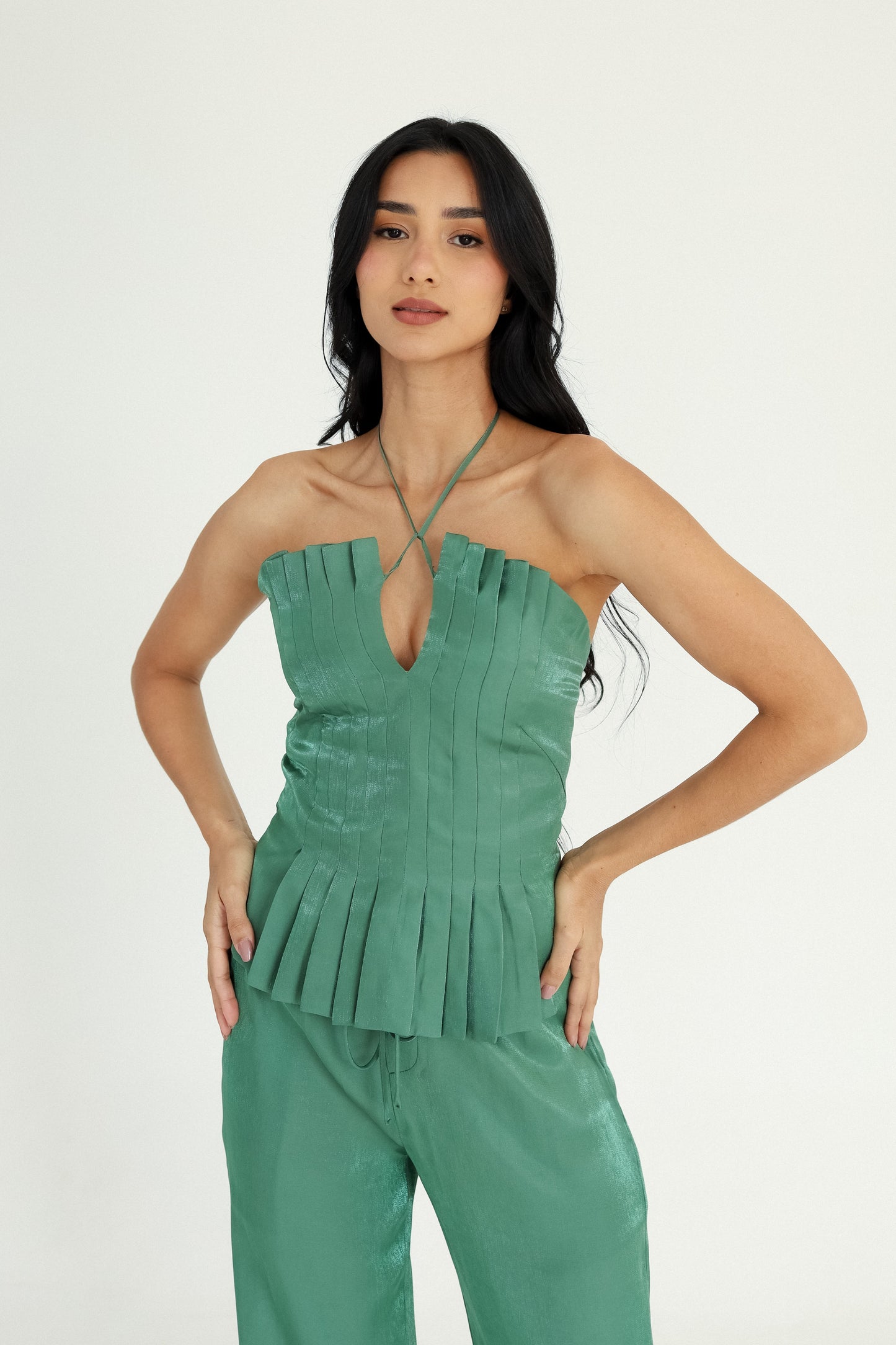 Corset Pregas Cintilante Verde Soul Hara