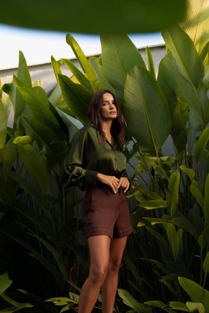 Camisa de Seda Pura Verde Soul Hara