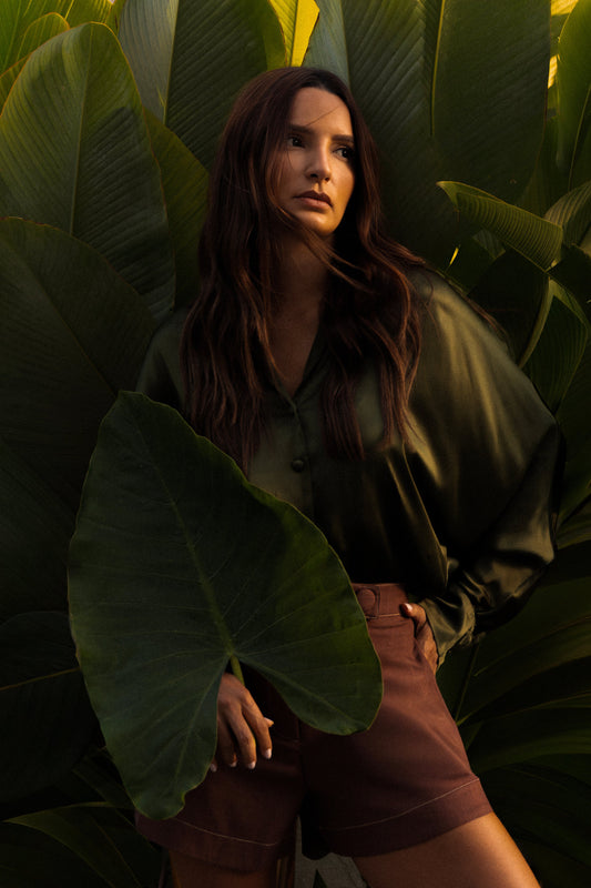 Camisa de Seda Pura Verde Soul Hara