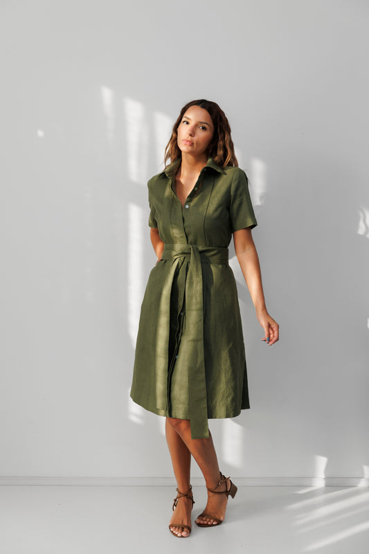 Chemise Manga Curta Linho Pregas Soul Hara