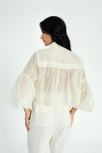Blusa Cropped Bufante Amarelo Jaca Soul Hara