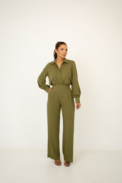 Calça Pantalona New Essencial Verde Oliva Soul Hara