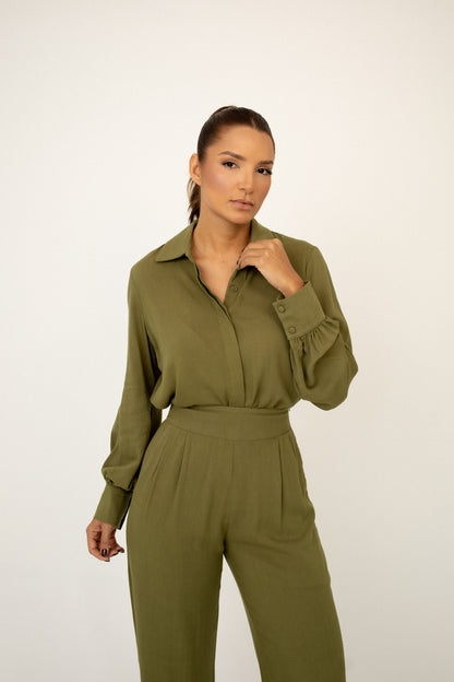 Camisa Punho New Essencial Verde Oliva Soul Hara