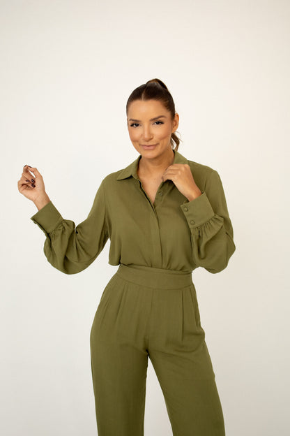 Camisa Punho New Essencial Verde Oliva Soul Hara