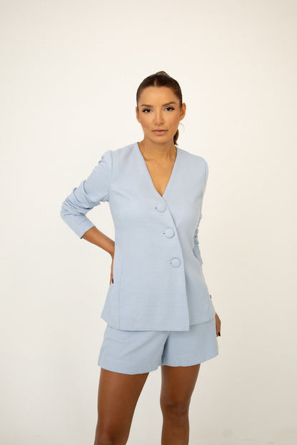 Blazer Transpasse Assimétrico Azul Soul Hara