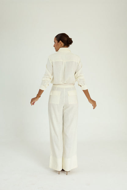 Calça Pantalona Com Pregas Tapioca Soul Hara