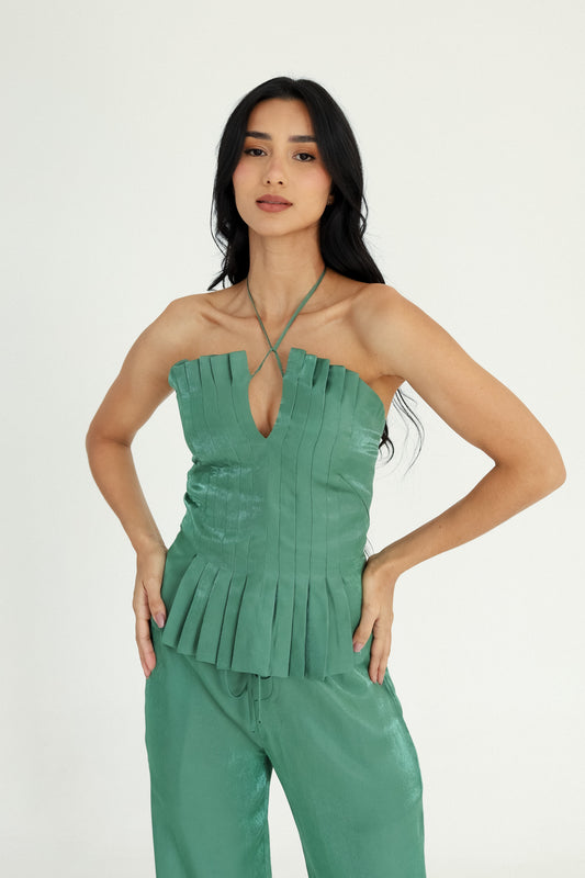 Corset Pregas Cintilante Verde Soul Hara