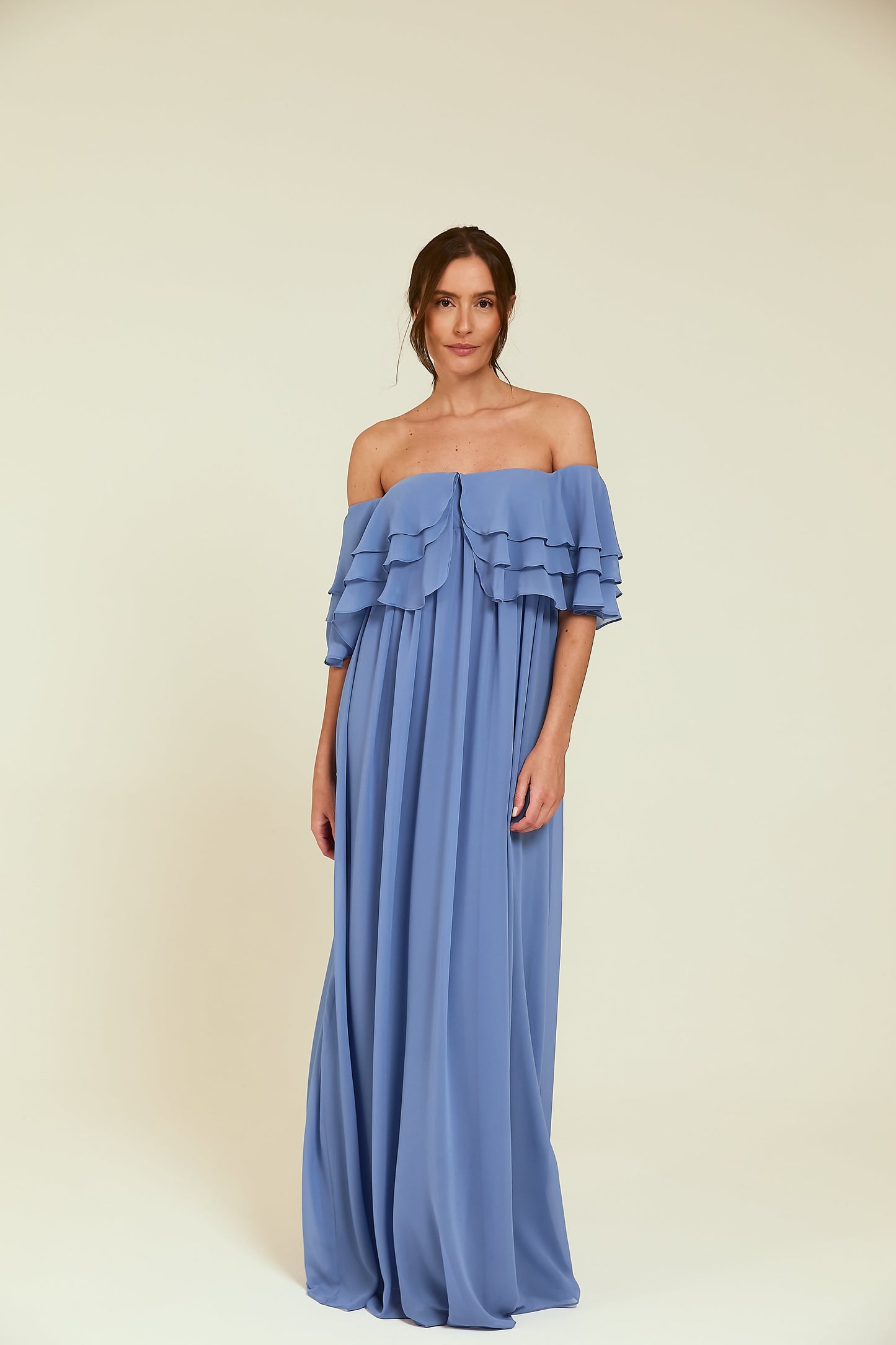 Vestido Longo Ombro a Ombro Azul Toldo Soul Hara