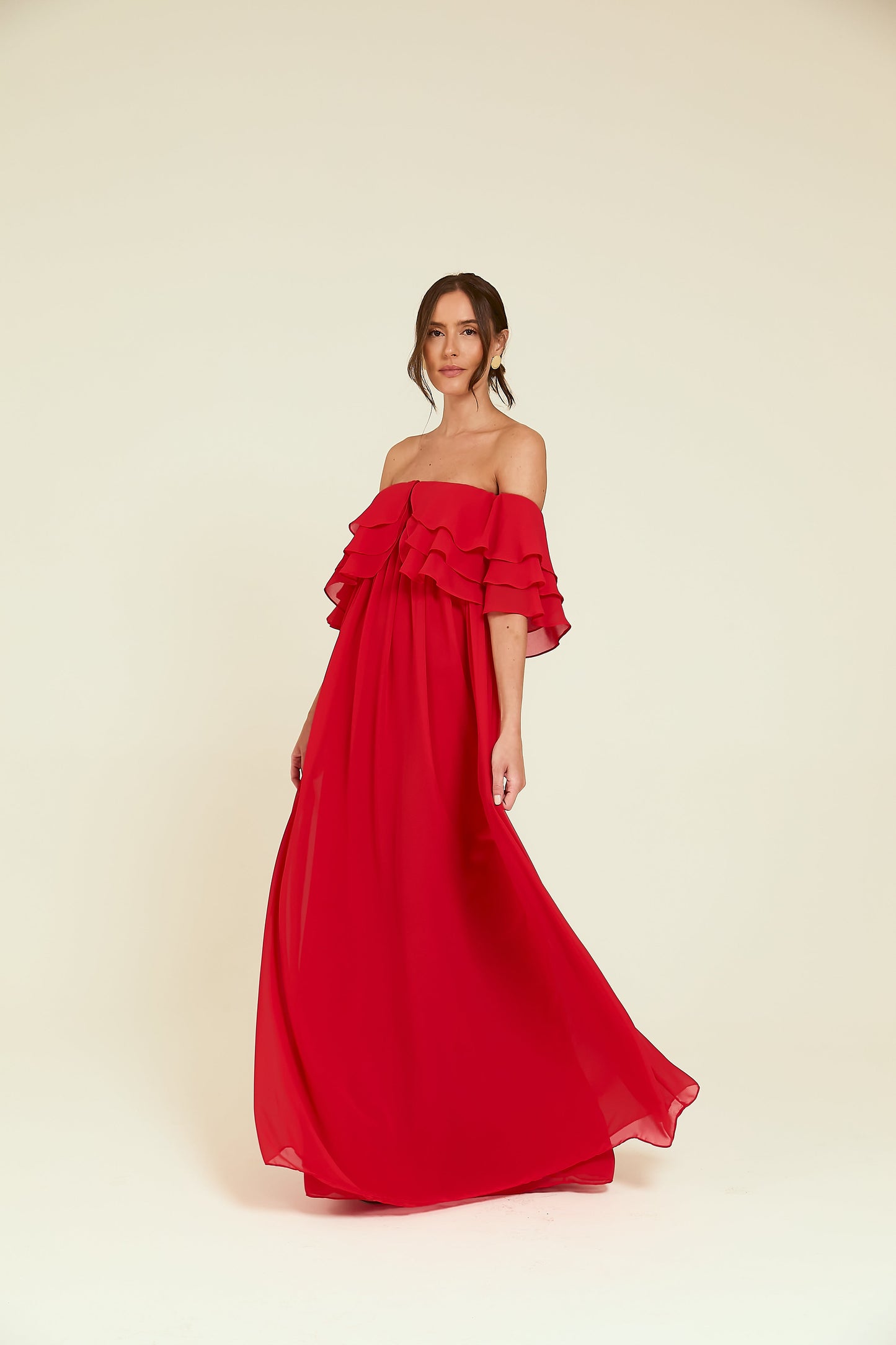 Vestido Longo Ombro a Ombro Vermelho Soul Hara