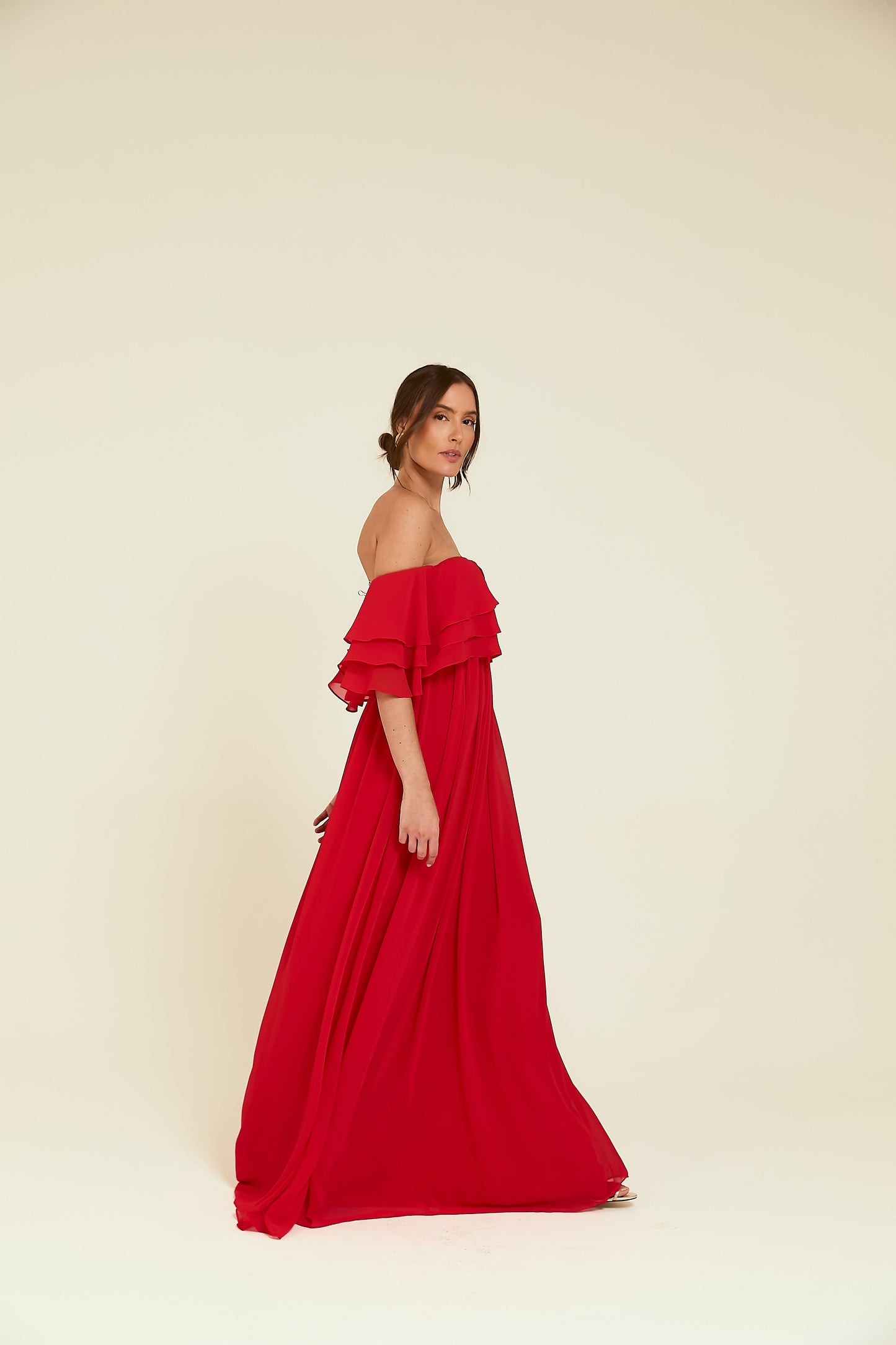 Vestido Longo Ombro a Ombro Vermelho Soul Hara