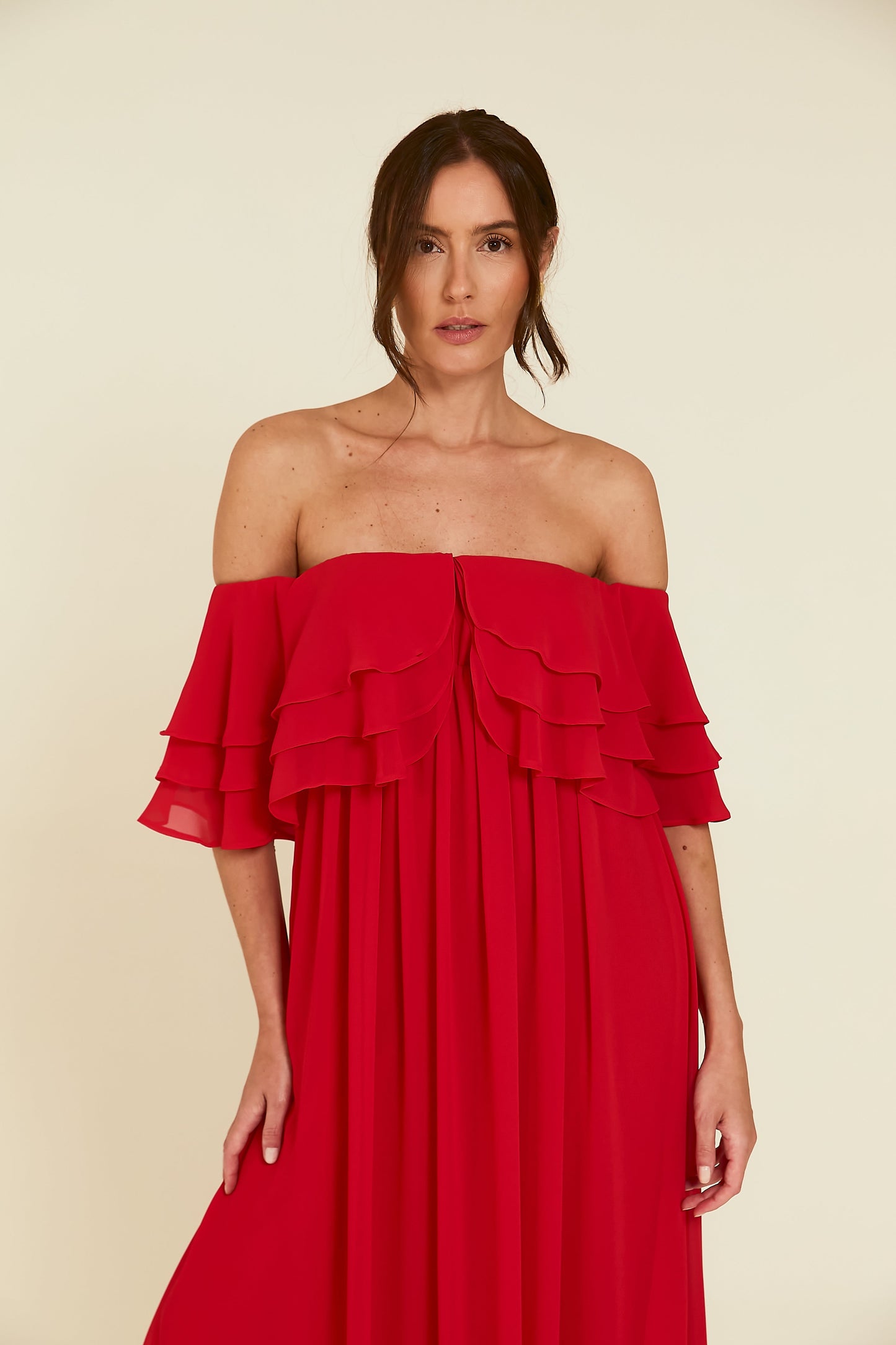 Vestido Longo Ombro a Ombro Vermelho Soul Hara