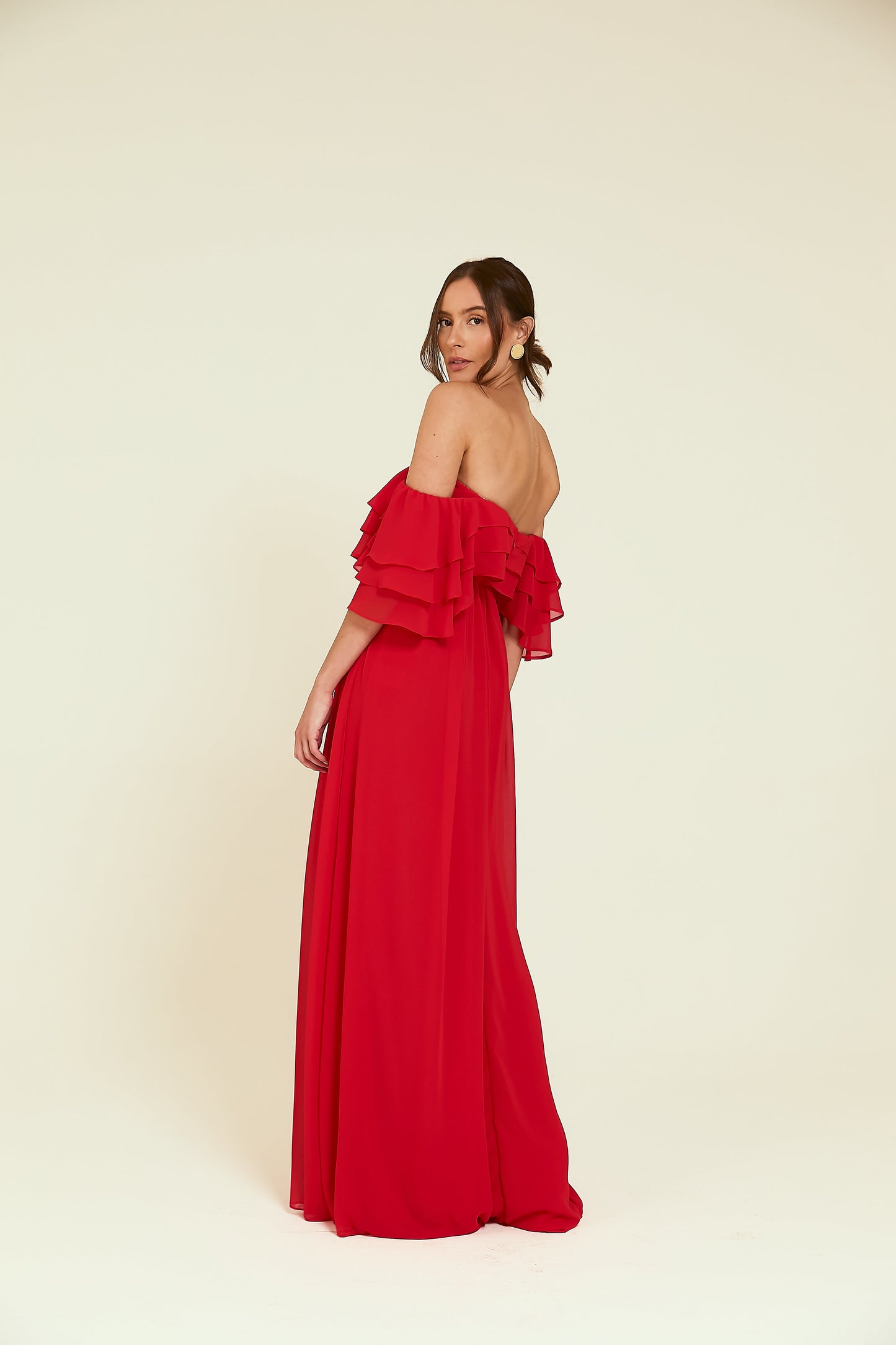 Vestido Longo Ombro a Ombro Vermelho Soul Hara