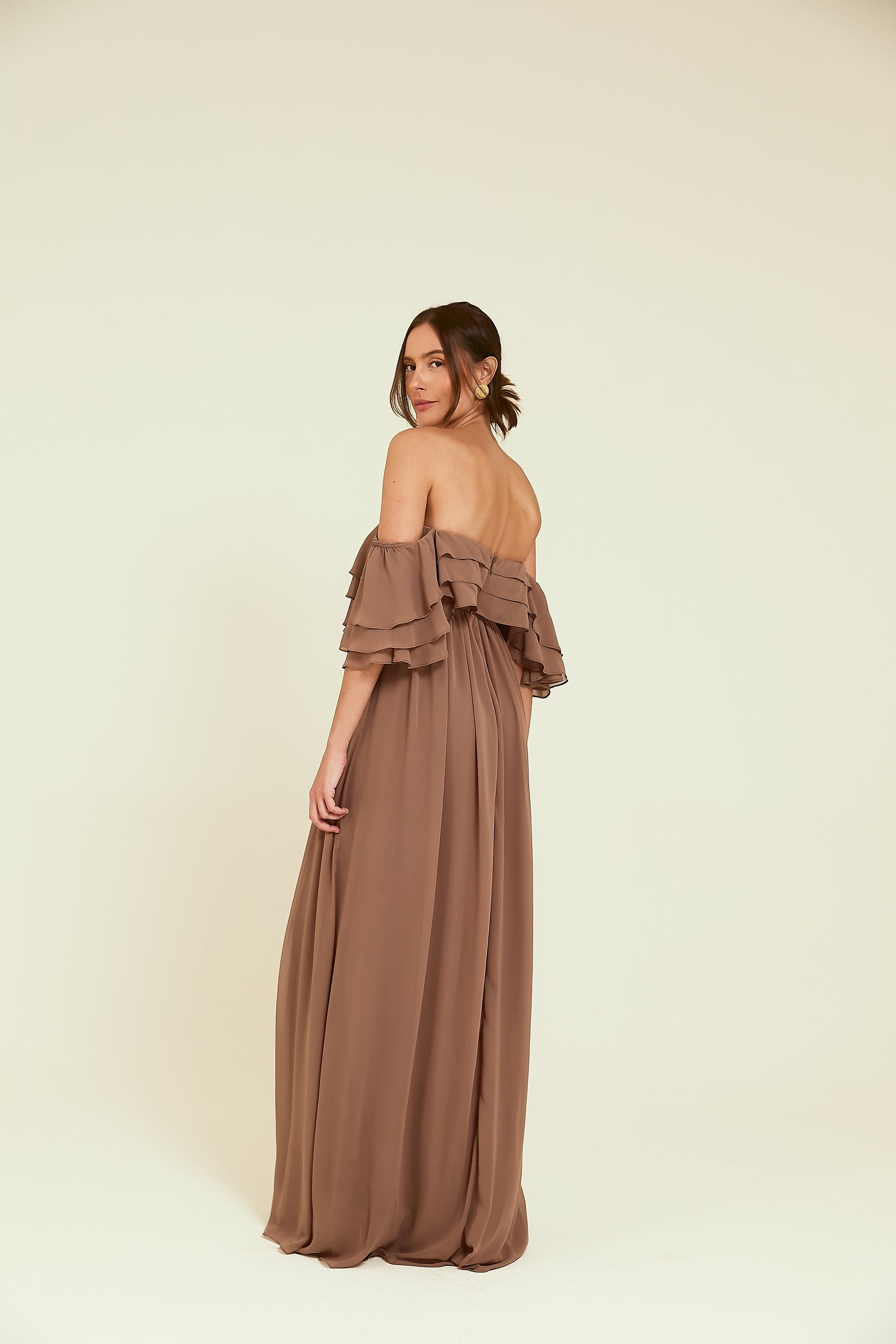 Vestido Longo Ombro a Ombro Nude Soul Hara