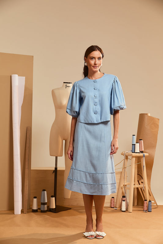 Saia Midi Com Vivo Azul Soul Hara