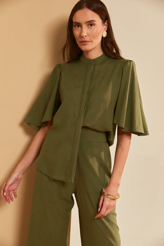 Calça Pantalona Essencial  Verde Militar Soul Hara