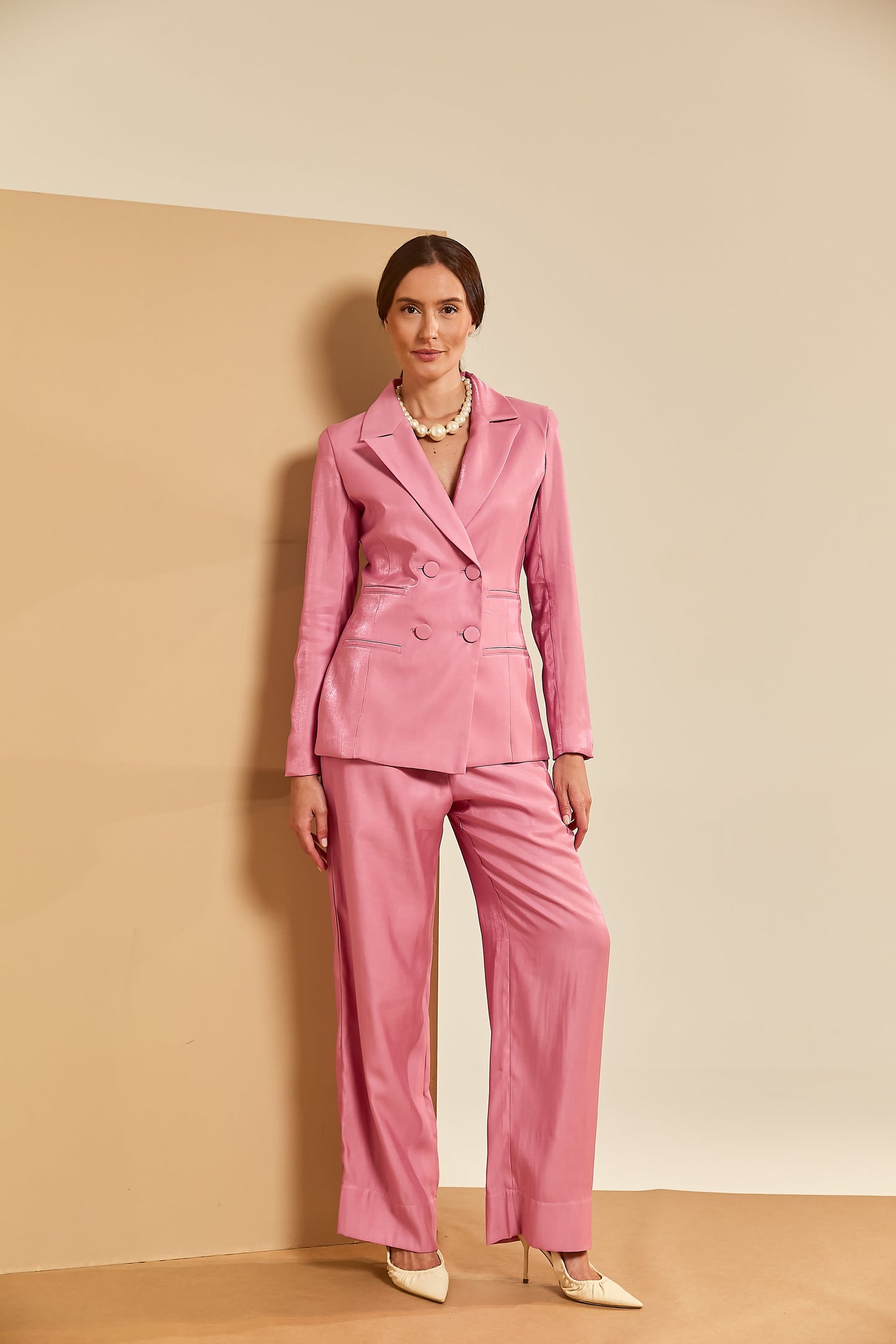 Calça Alfaiataria Cintilante Rosa Soul Hara