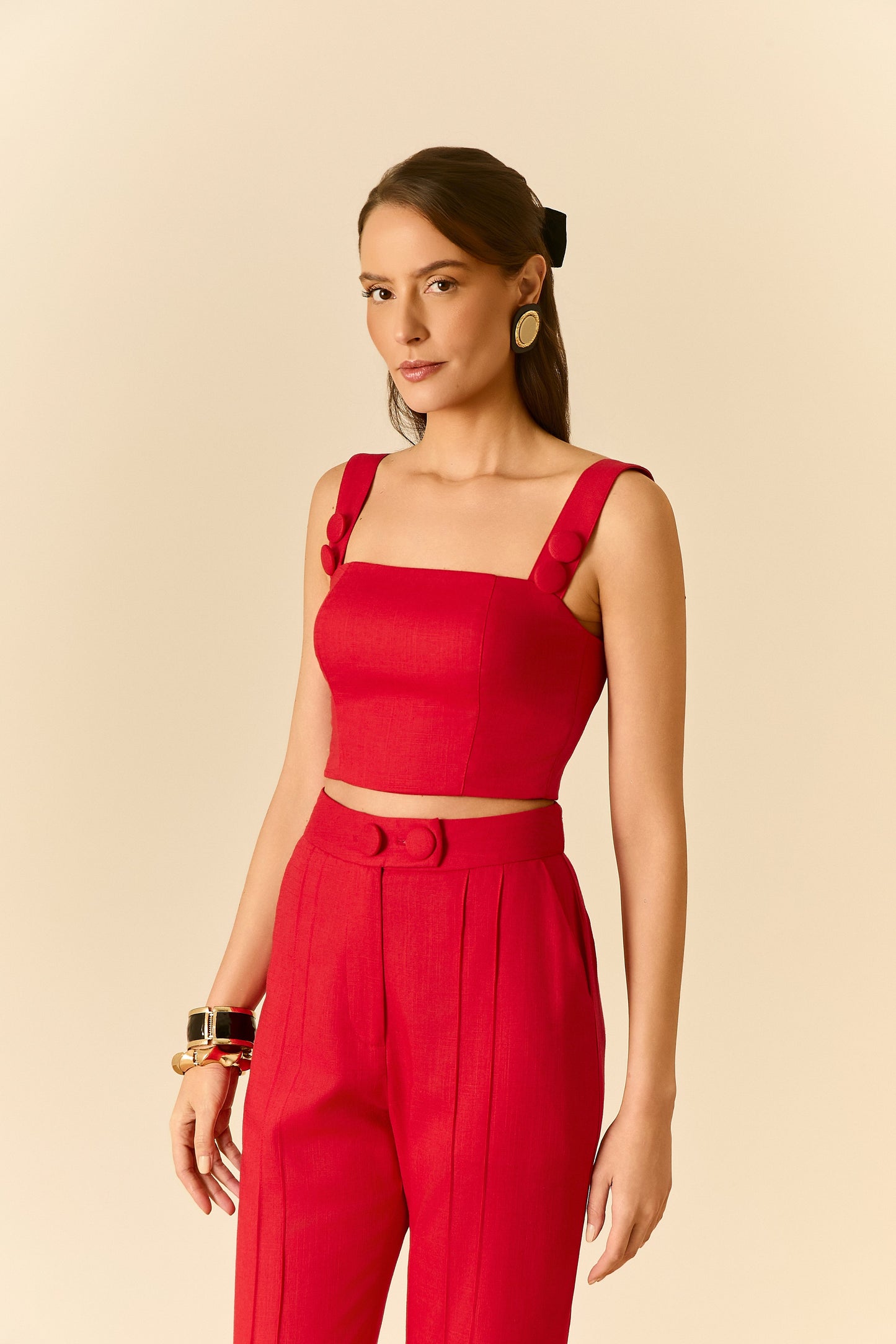 Top Reto Botões Vermelho Soul Hara