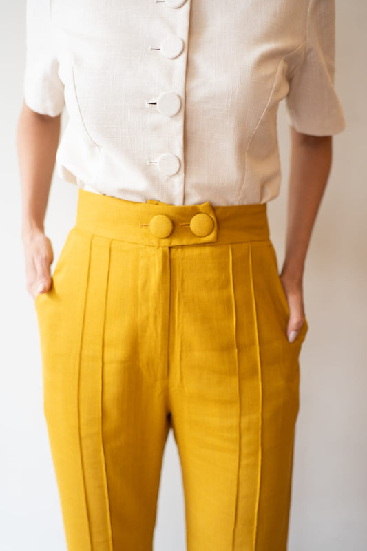 Calça Alfaiataria Botões Mostarda Soul Hara