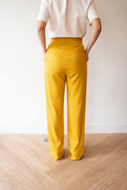Calça Alfaiataria Botões Mostarda Soul Hara