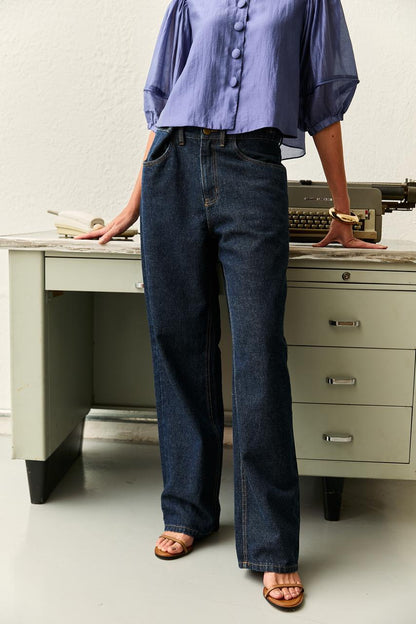 Calça Wide Lag Jeans Escuro Soul Hara