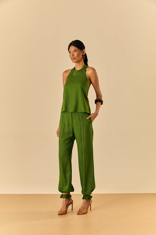Calça Alfaiataria Botões Verde Folha Soul Hara